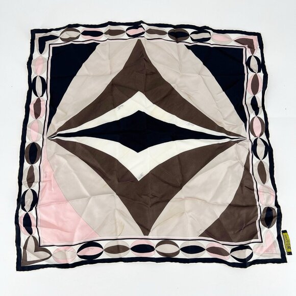 Emilio Pucci Firenze Print Silk Twill Square Scarf Abstract Geometric Italy - Picture 4 of 4